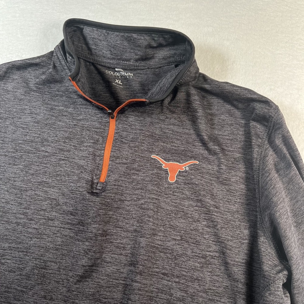 Texas Longhorns Shirt Mens XL Gray NCAA Football Colosseum Quarter Zip Pullover